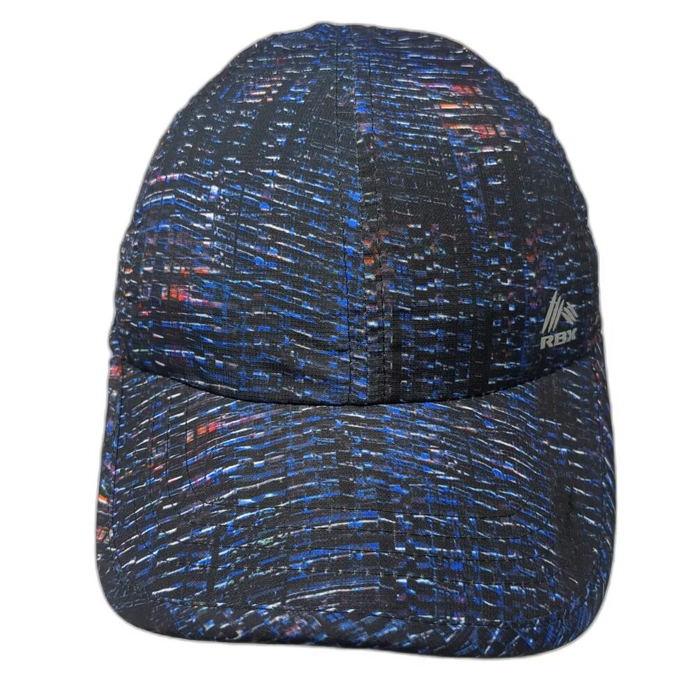 RBX Baseball Cap Black Blue OS Digital Print Lightweight Athletic Strapback Hat